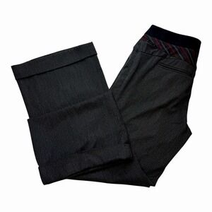 Anthropologie Taikonhu Women's Y2K Pinstripe Wide Leg Trousers Cuffed Hem 8